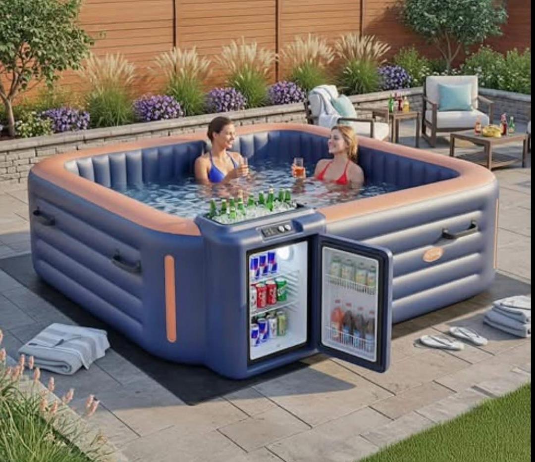 Inflatable hot tub with fridge and cooler - Model 3